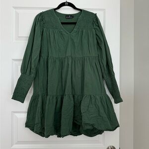 Green Tuckernuck V-Neck Long-Sleeve Dress